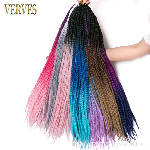 Crochet braid 22 Roots/pack Ombre Synthetic Braiding Hair extension Heat Fiber Bulk Colorful 24 inch box braid